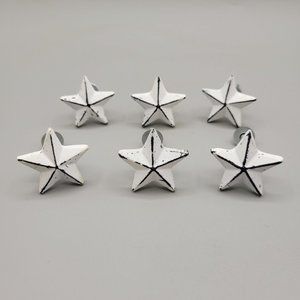 Cast Iron Stars Drawer Knobs Antiqued White Finish Set of 6